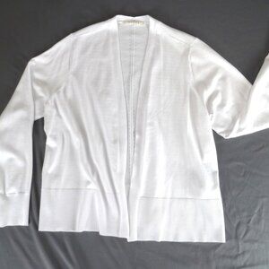 Cyrus Cardigan Sweater Womens L White Knit Long Sleeve Open Front